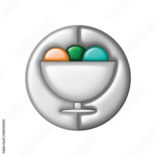 Stylish 3D Render of a Bowl of Colorful Ice Cream