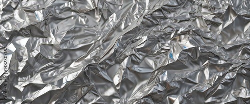Crumpled silver foil, metallic texture, shiny backdrop,  abstract,  visual effect,  visual