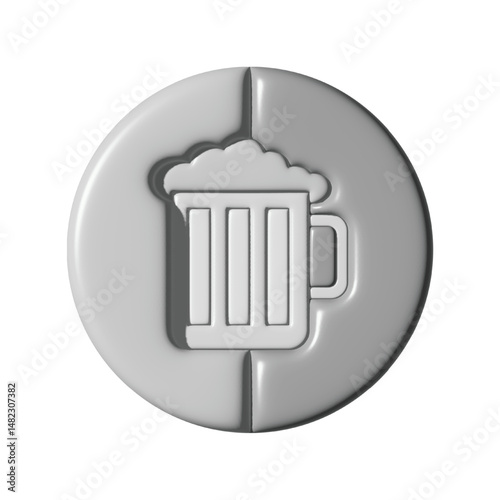 3D Icon of a Beer Mug, Perfect for Pub or Brewery Logos