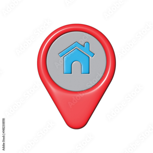This vector design concept features house and building icons as web buttons or symbols on a clean white and contrasting blue background, ideal for real estate or property related designs. photo