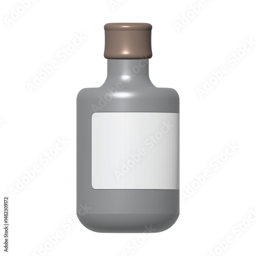 A clean, blank white plastic bottle for liquid medicine is isolated on white as a health care object in simple packaging