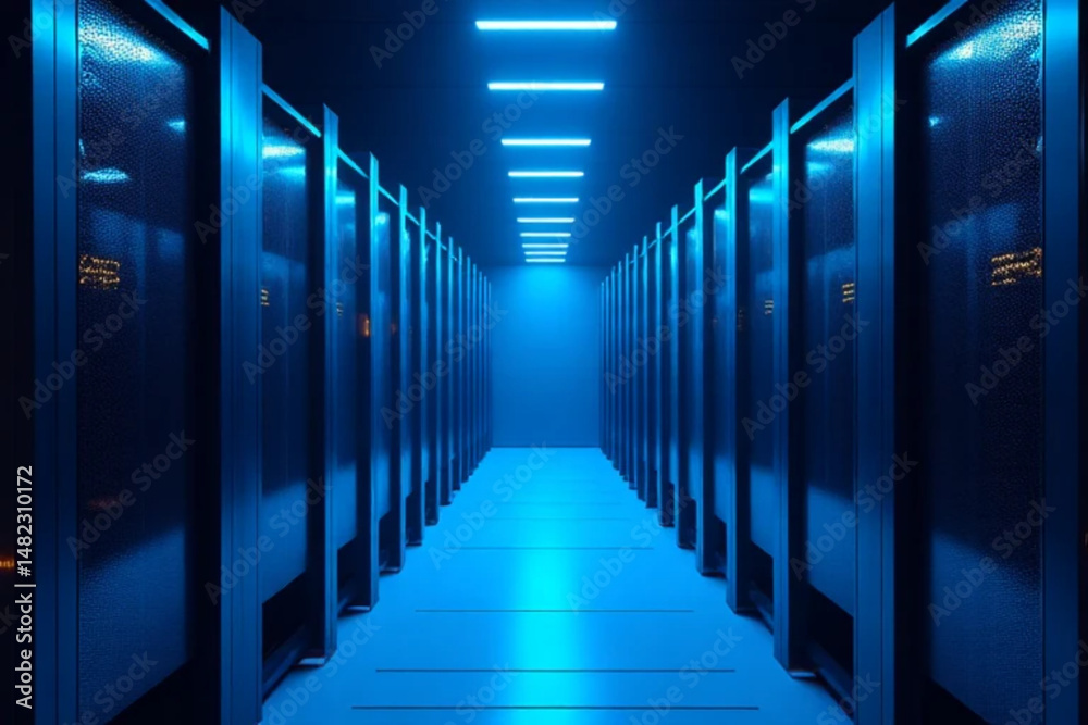 Fototapeta premium server room with blue light