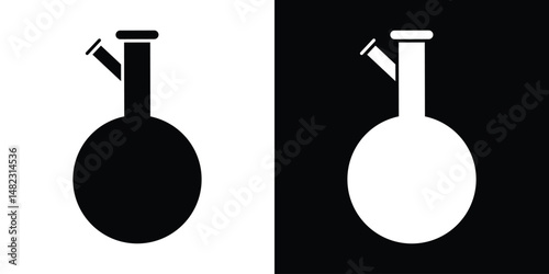 Black And White Science Symbol Featuring Laboratory Flask Icon