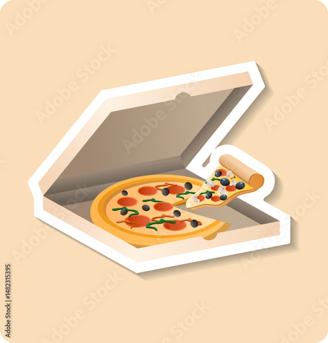 Delicious pizza being delivered in a cardboard box