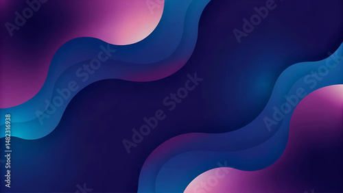 Abstract fluid wavy background with gradient colors in shades of blue and purple for designs