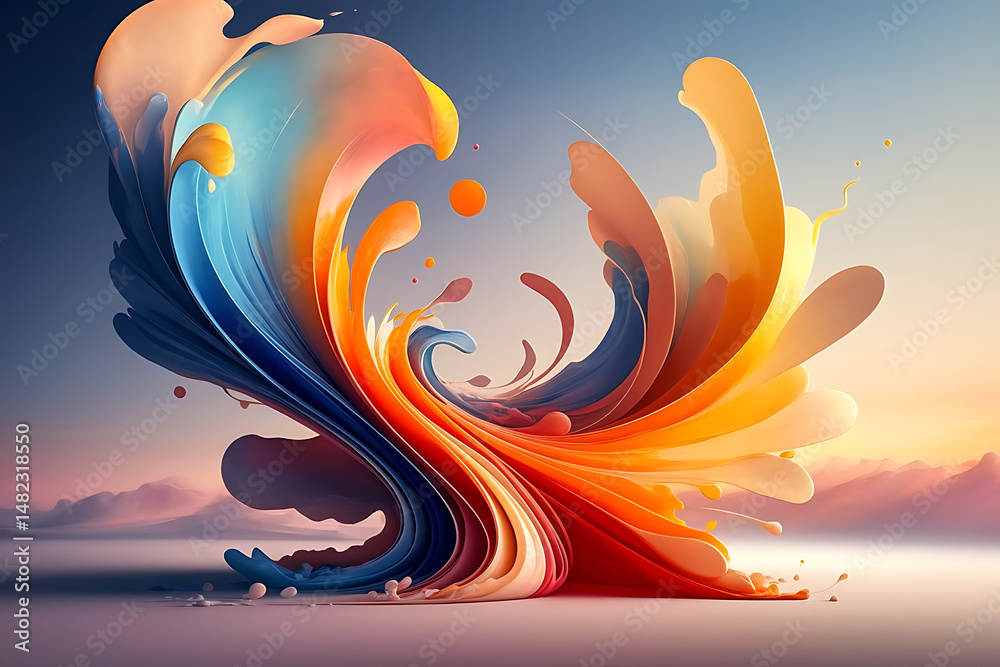 Naklejka premium Abstract background from oil paint in blue orange and yellow colors