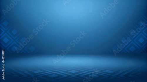 Elegant blue room background with geometric pattern for presentations and digital displays
