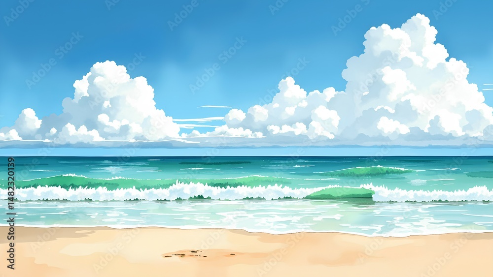 Fototapeta premium watercolor sea and sky