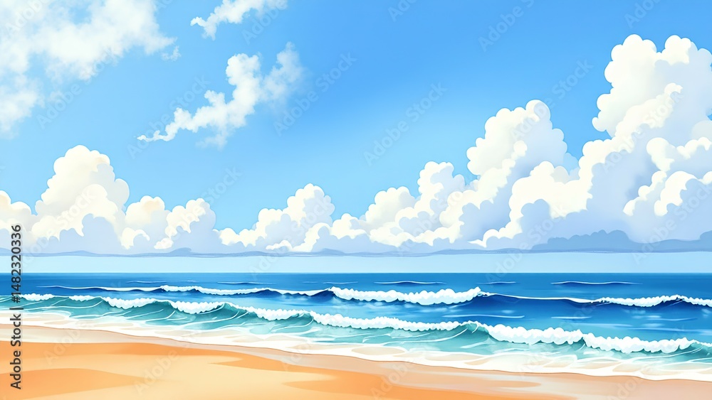 Fototapeta premium watercolor sea and sky