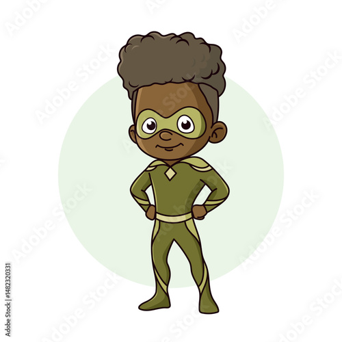 Superhero child cartoon character Vector illustration design