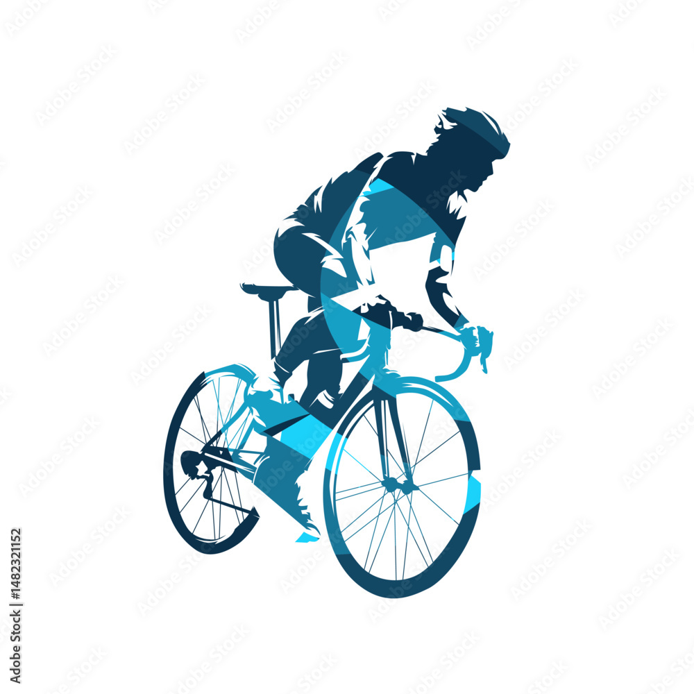 Obraz premium Cycling, road cyclist, abstract blue isolated vector silhouette
