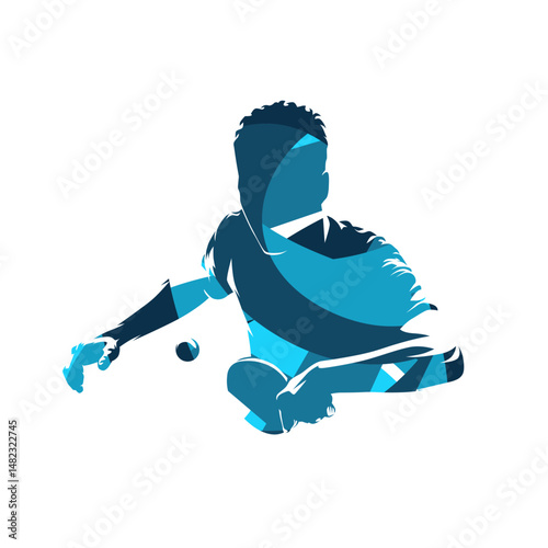 Table tennis player, abstract blue isolated vector ilustration