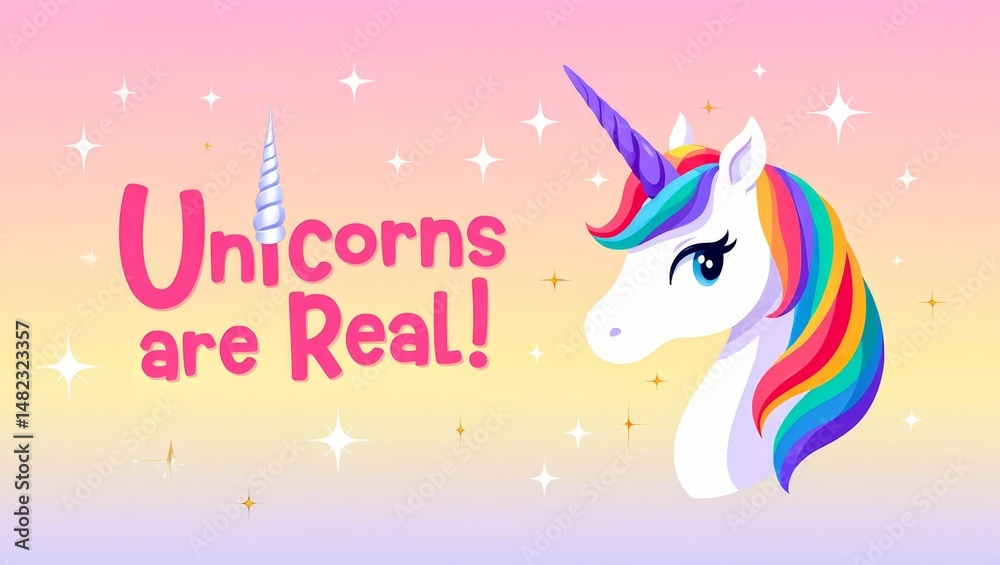 Fototapeta premium Cute unicorn banner.