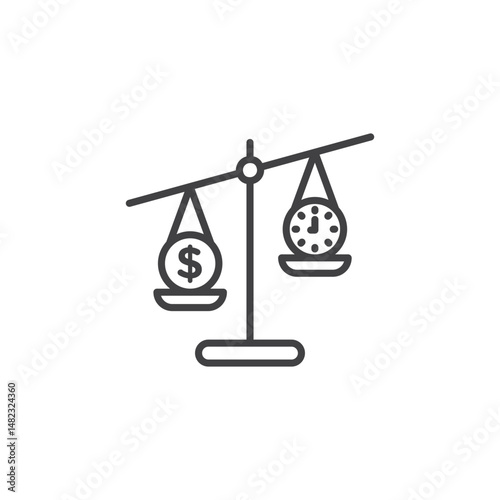 Time and money compare scale vector Icon in trendy flat style isolated on white background