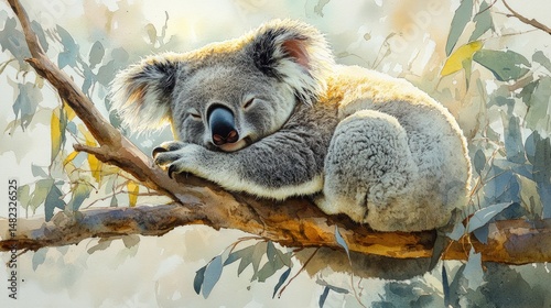 Koala resting peacefully on a branch