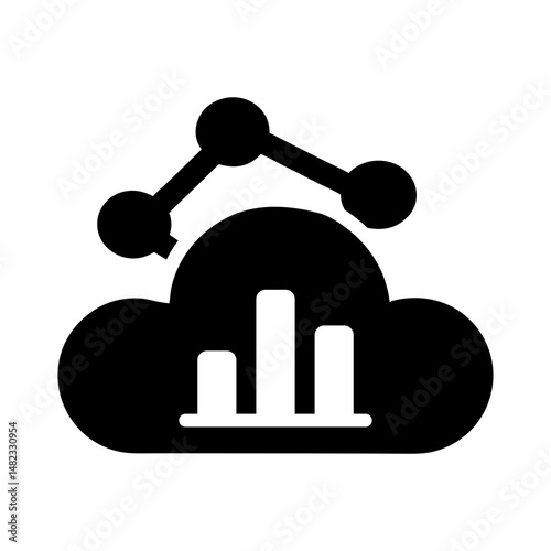 cloud analytics icon silhouette filled
