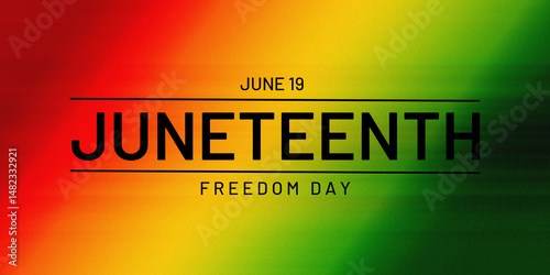 Abstract background in red, yellow and green tones with grainy texture. Juneteenth Freedom Day
