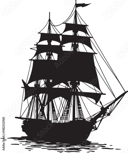 Sailing Ship on Ocean Waves Silhouette

Vintage Pirate Ship Vector Design

Modern Cargo Ship Silhouette Art

Navy Warship at Sea Silhouette Scene

Cruise Ship Under Sunset Vector