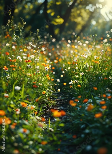 4K Ultra HD Meadow Floral Digital Background: Natural Bokeh with Ecological Textures for Product Visualization and Commercial Design