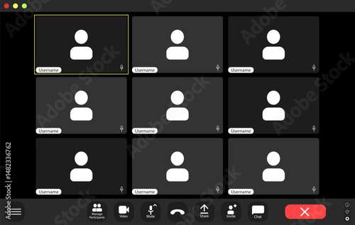 Virtual conference with many users in video chat session