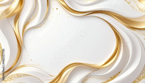 abstract curve patten gold and white background
