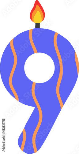 9파티 숫자 초 드로잉 아이콘 세트(party number candle drawing icon set)