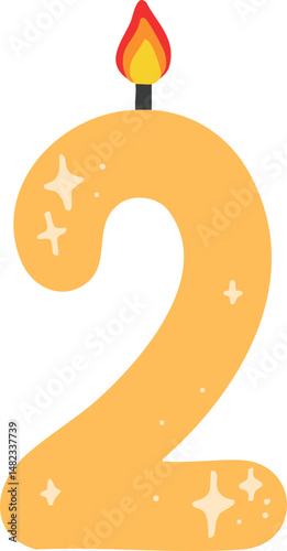 2 파티 숫자 초 드로잉 아이콘 세트(party number candle drawing icon set)