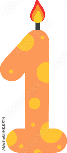 1 파티 숫자 초 드로잉 아이콘 세트(party number candle drawing icon set)