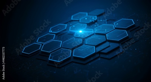High-Tech Digital Connections and Hexagons in Virtual Network