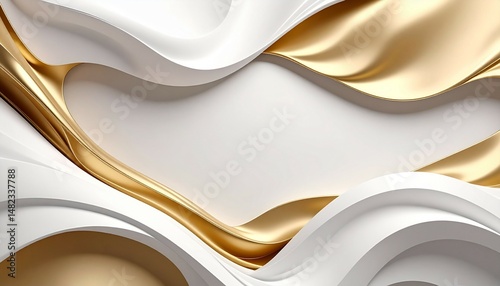 abstract curve patten gold and white background