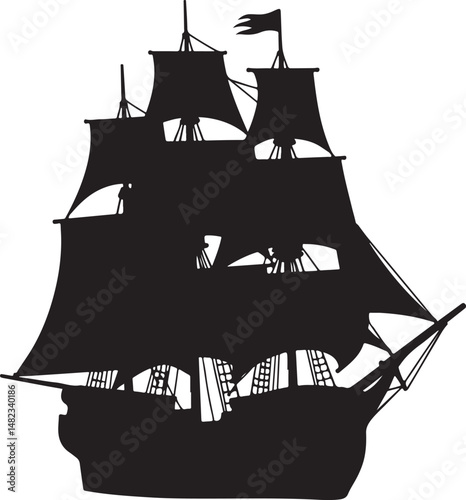 Sailing Ship on Ocean Waves Silhouette

Vintage Pirate Ship Vector Design

Modern Cargo Ship Silhouette Art

Navy Warship at Sea Silhouette Scene

Cruise Ship Under Sunset Vector