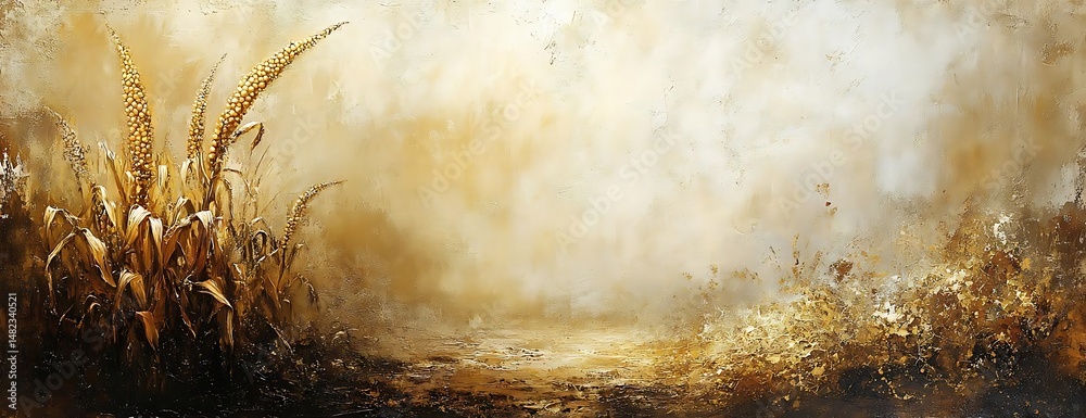 Obraz premium Golden field, hazy autumn, calm