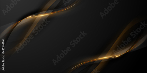 Abstract modern design black background with luxury golden elements vector illustration.