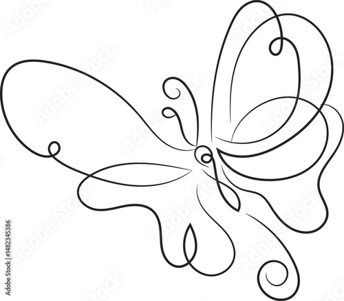 Elegant One Line Drawing of a Butterfly Abstract Minimalist Design Illustration