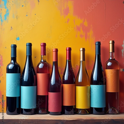 wine bottles on a shelf