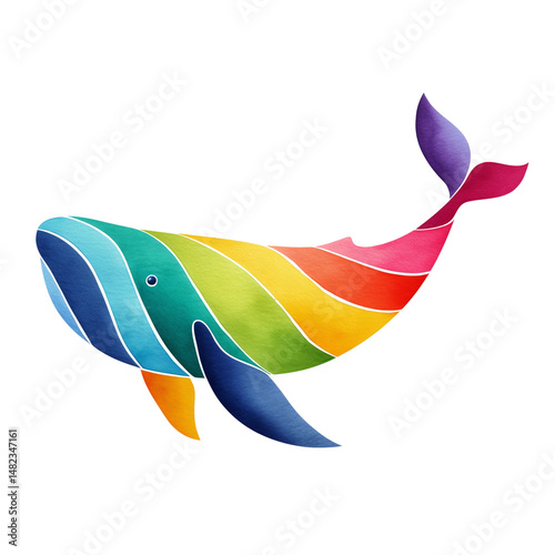 Obraz na płótnie Colorful whale illustration isolated on white w salonie