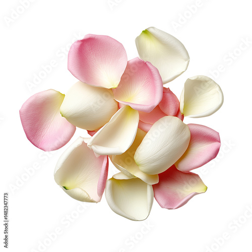 Obraz na płótnie Pink and white rose petals isolated on white w salonie