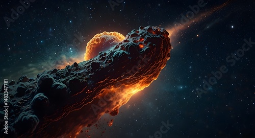 Wallpaper Mural A comet streaks through space, leaving a heart-shaped trail of cosmic dust behind it.   Torontodigital.ca