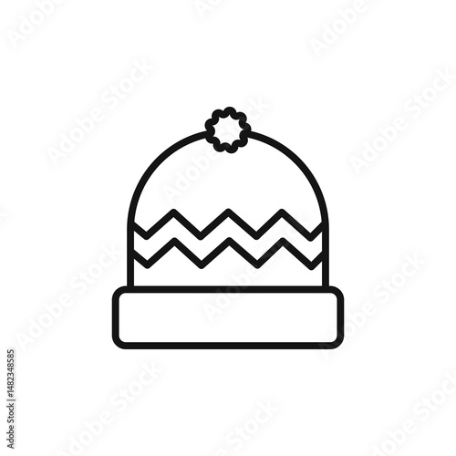 winter hat icon on white background. Editable stroke.