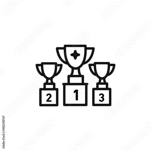 trophy cup icon on white background. Editable stroke.