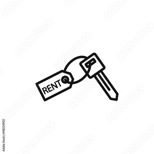 rent key icon on white background. Editable stroke.