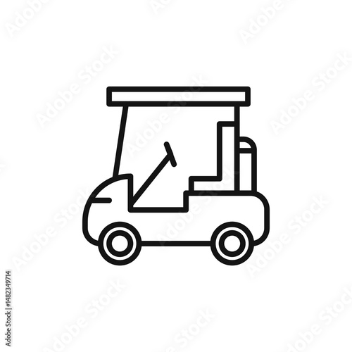 golf cart icon on white background. Editable stroke.