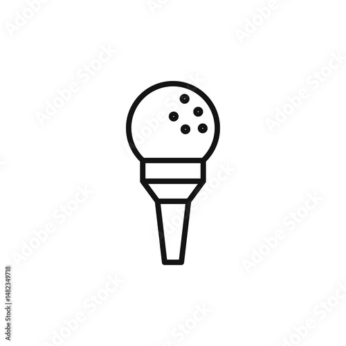 golf ball on tee icon on white background. Editable stroke.