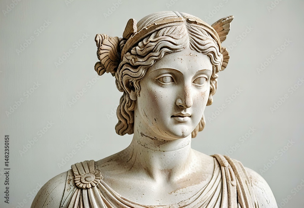 Obraz premium Ancient greek goddess statue on white background.