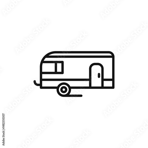 caravan vector icon on white background. Editable stroke.