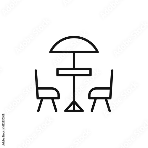 Terrace cafe icon on white background. Editable stroke.