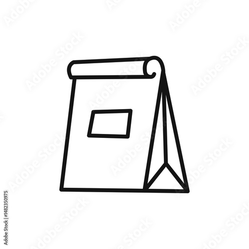 Take out food bag icon on white background. Editable stroke.