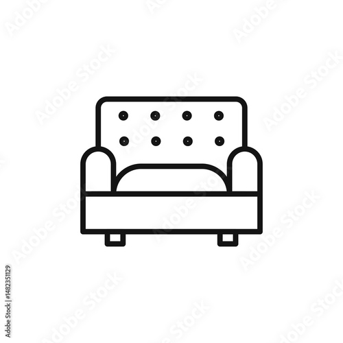Sofa icon on white background. Editable stroke.
