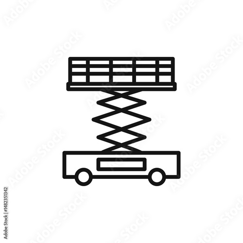 Scissor Lift icon on white background. Editable stroke.
