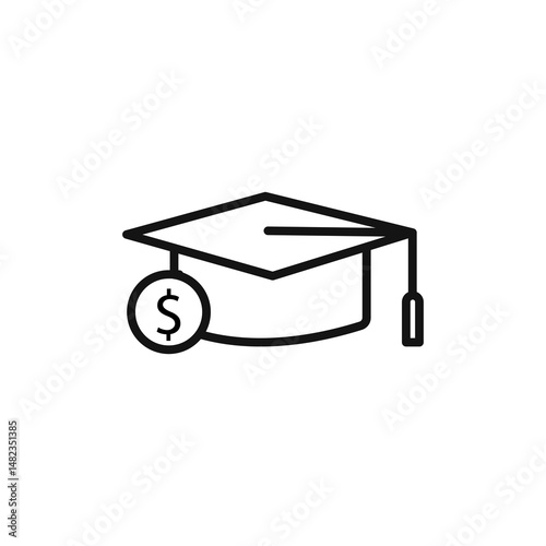 Scholarship icon on white background. Editable stroke.